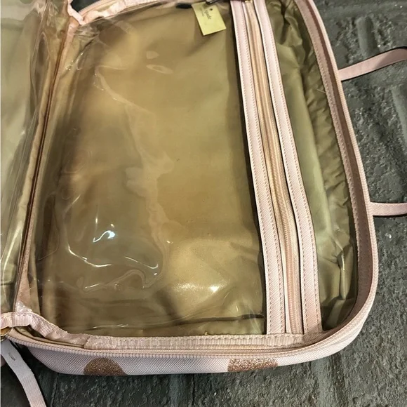 kate spade Blush Pink Cosmetic Case with Gold Glitter Polka Dots - Picture 3 of 4